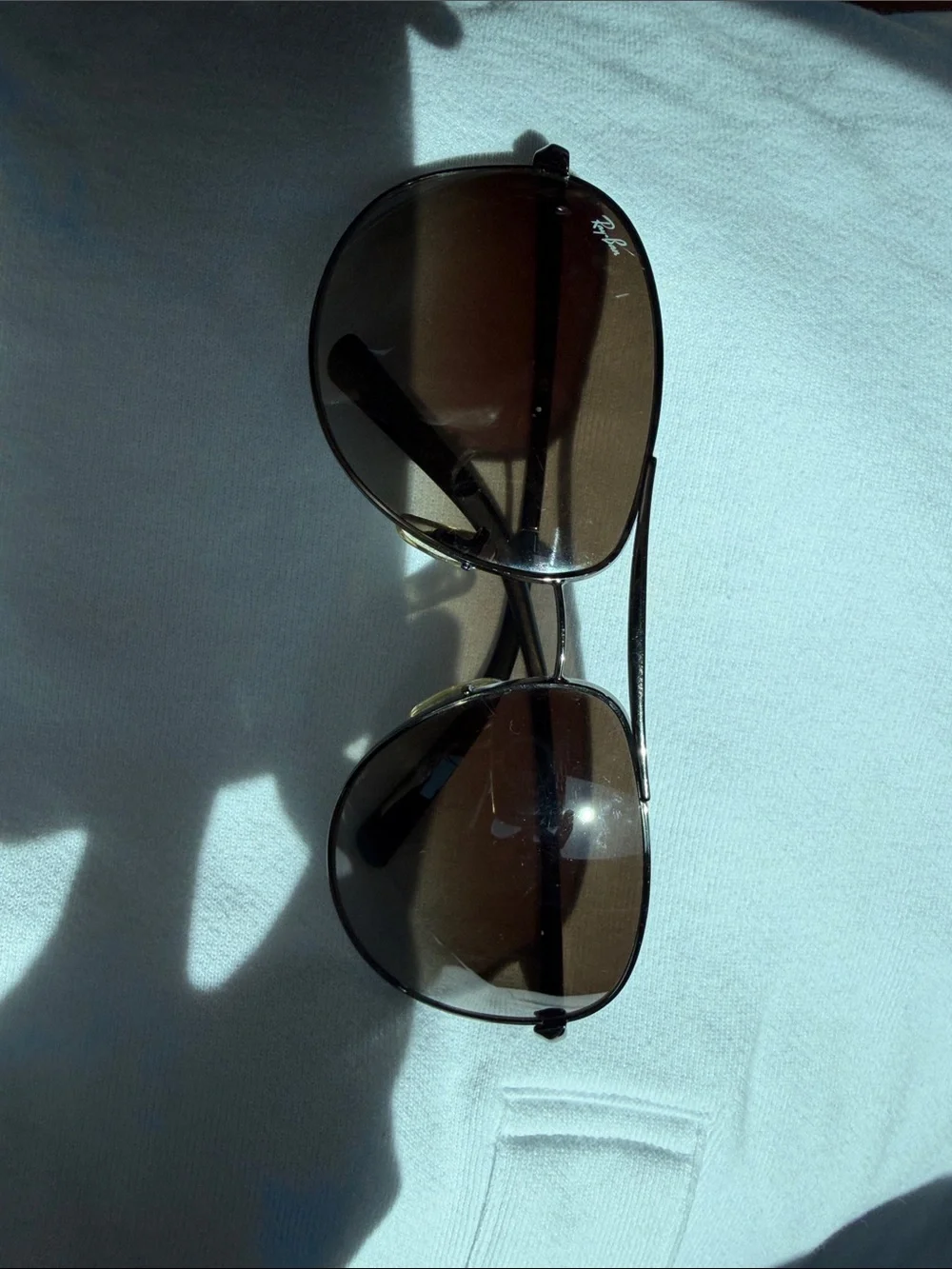 Ray-Ban Men's Black Frame with Brown Lenses Aviator Sunglasses